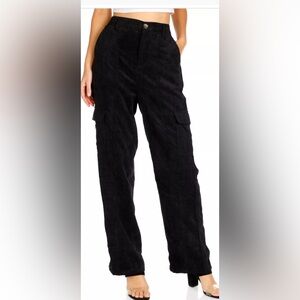 Black corduroy cargo pants